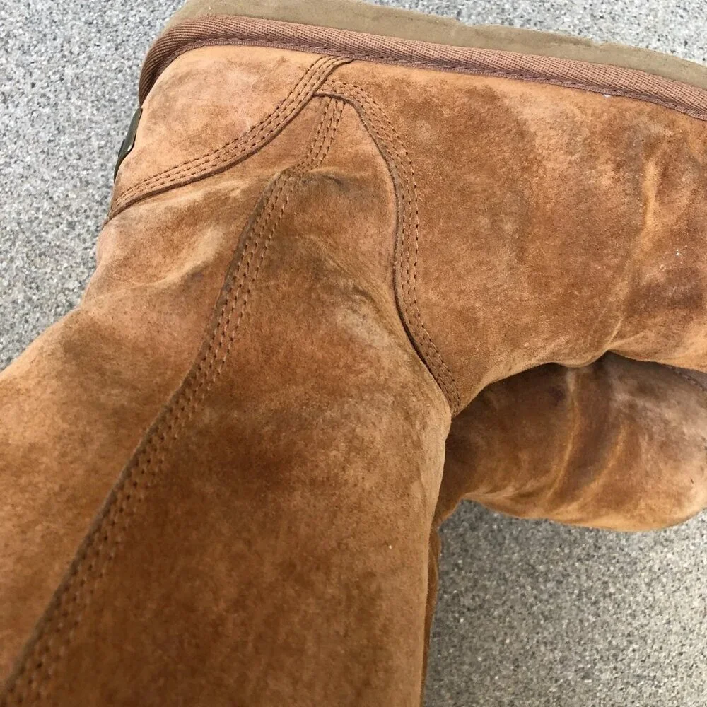 UGG Australia Kenly Tall Boots 6 W Brown Chocolate Leather Shearling 1890 Shoes‌